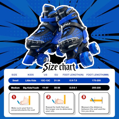 DFXLF Boys Roller Skates for Kids Ages 3-5-6-8-12 Blue Spider Rollerskates by DFXLF - Used condition - Image 7
