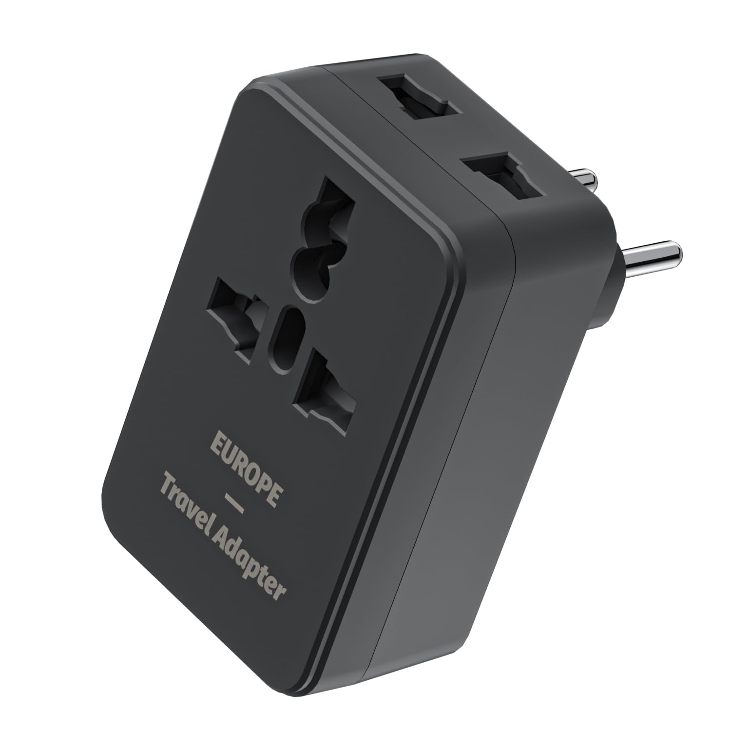European Travel Plug Adapter, International Adapter with Dual AC Outlet, 5V/3A USB-A & Type-C Port, US to Europe Plugs, Adapters for Europe EU Spain Italy France Germany, T2