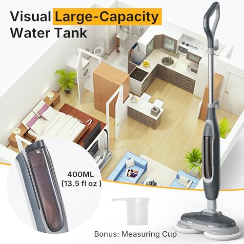 NEWBULIG Steam Mop, All-in-One Steam Mops for Floor Cleaning with Rapid Re-heat, Self-Standing Floor Steamer, 4 Rotating Scrub Pads, 2 LED Headlights, for Hardwood Floors & Tile by NEWBULIG - Used condition - Image 9