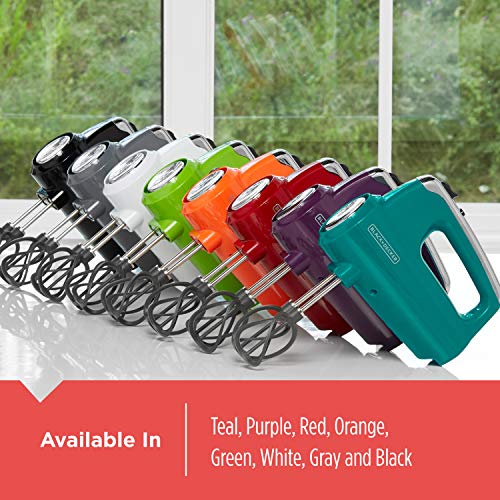 BLACK+DECKER Helix Hand Mixer, Premium Performance 5 Speed Hand Mixer, Includes 5 Attachments and Case, Black, MX600BC