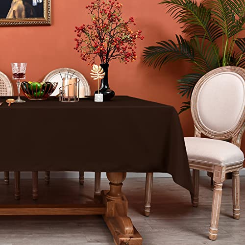 Meanmoy Brown 210 Gsm Water & Stain Resistant Square Tablecloth - Solid 54 X 54 Inch Rectangle Table Cloth Cover In Wrinkle Free Washable Wipe Clean Polyester Fabric For Wedding, Party, Banquet #TOP6