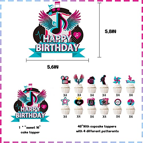 49Pcs Music Cake Toppers Musical Birthday Party Cake Decorations For Musical Cupcake Toppers Set Girls Tik Theme Birthday Party Supplies #TOP1