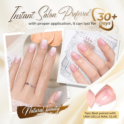 Image of UNA GELLA Extra Short Coffin Nails Tips: 504pcs Pre-etched XS Short Nails, 12 Sizes Clear Coffin Press on Nails Full Cover Gel Tips Acrylic False Fake Nails Extension DIY Salon