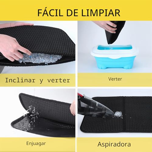 Miniatura 3 de Nobleza- Alfombra Para Gatos,Estera Arena Gatos, 60x40cm Diseño De Doble Capa En Forma De Panal,Antideslizante Estera Arena Gatos,Plegable Cat Litter Mat,Material