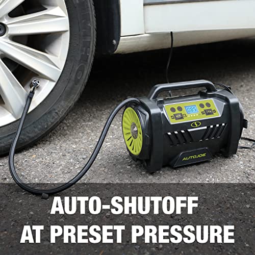Auto Joe Atj-Air1-Hyb Hybrid 12-Volt/120-Volt Ac High Volume Tire Inflator/Deflator, W/Digital Pressure Gauge, Tire Air Chuck Adaptor, Sports Pin, General Inflatable Valve, & Auto Shut Off #TOP5
