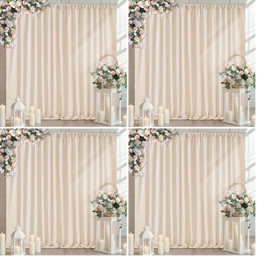 Image of Ivory Backdrop Curtains 2 Panel 5ft x 10ft Polyester Fabric Wedding Backdrops for Arch Party Stage Ceremony Photography Background Decoration (Pack of 4)
