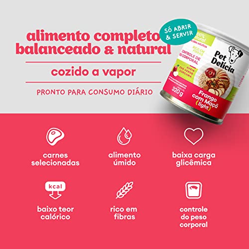 Pet Delícia Frango com Maçã Fit Natural Light Pet Delícia Raça Adulto, Sabor Frango 320g