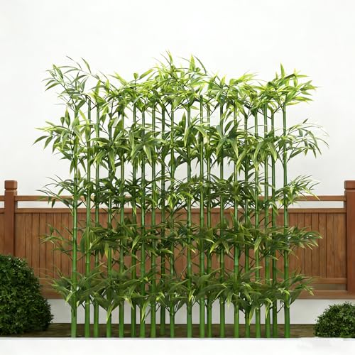 GOOFCXO 5ft Fake Bamboo Plant 16 Pack, Artificial Privacy Plants Indoor Outdoor Faux Bamboo Plant Privacy Trees with Silk Leaves for Garden Fence Courtyard Entrance (5ft / 150cm) by GOOFCXO - Used condition - US$97.35