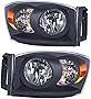 OEDRO Headlight Assembly Replacement for 2007 2008 Dodge Ram 1500/07-09 Ram 2500 3500, Headlamp with Amber Reflector, Black Housing Clear Lens