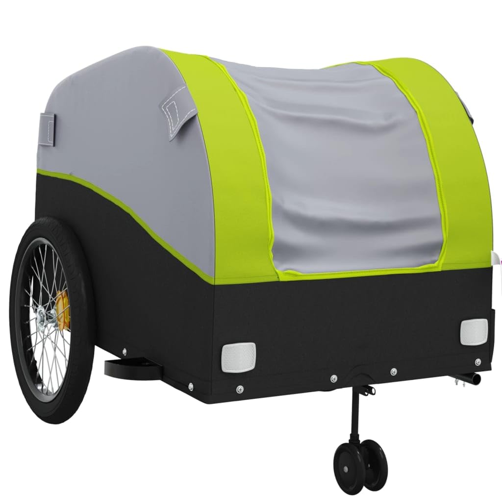 Remorque pour vélo Robuste Noir et Jaune Fer avec Roue de et Drapeau de sécurité idéale pour Transport Cargo Bagages et Promenade en Plein air