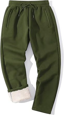 Yameekamulga Mens Winter Fleece Pants Sherpa Lined Sweatpants Active Athletic Running Jogger Track Causal Pants