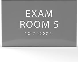 6" X4" Exam Room 5 Sign- Tactile Graphics Grade 2 Braille Text | Modern Utility Wall Mount ADA Compliant Plastic Signs For Schools, Offices, Businesses, Apartments & Restaurants