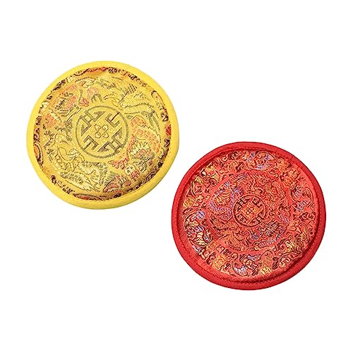 GOOHOCHY 2個 ブッダサウンドボウルクッション 仏教ボウルパッド 装飾ボウル リラクゼーションボウル 仏教ボウルマット singing bowl ポータブルボウルホルダー 仏壇クッション 布