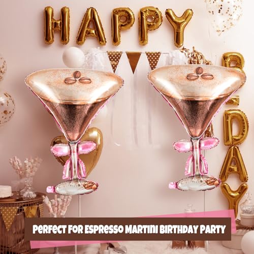 Civaner 2 Pcs Espresso Martini Balloon 32 x 26 Inches Giant Foil Espresso Martini Balloons a Tini Bit Older Birthday Party Decorations for Bachelorette Bridal Shower Wedding Party Supplies by Civaner - Image 4