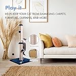 MECOOL 34“ Tall Cat Scratching Post Premium Basics Kitten Scratcher Sisal Scratch Posts Trees with Hanging Ball for Indoor Cats, Navy - Image 4