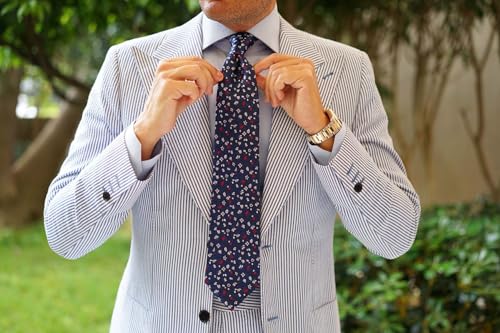 Image of OTAA Floral Necktie Casual Ties for Men - Perfect Neck Tie for Groomsmen Wedding Ties or Formal Occasions