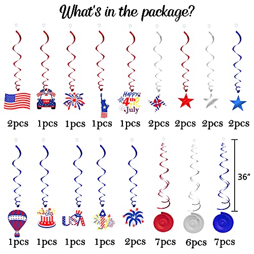 Moon Boat 40 Ct Fourth Of July Patriotic Decorations Hanging Swirl - 4Th Of July American Flag/Stars Red White Blue Party Supplies #TOP2