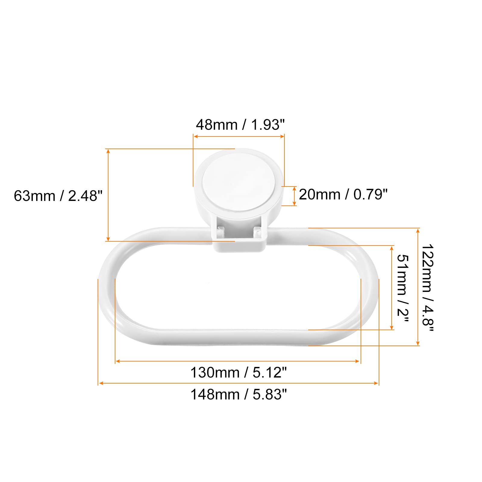 sourcing map Pared Montado Ovalado Toallero Anillo ABS Colgante Soporte Autoadhesivo para Baño Cocina Accesorios, Blanco
