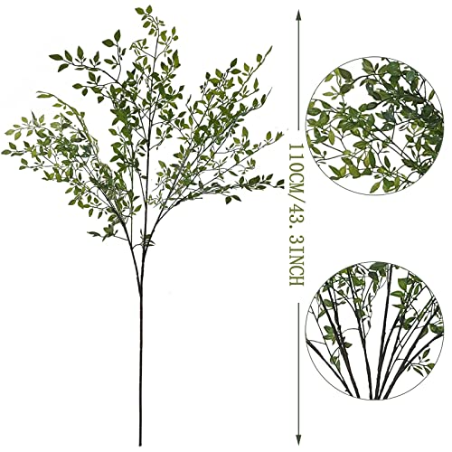 Cacise 3Pcs Artificial Plant, 43.3" Fake Plants Greenery Stems For Vase, Nandina Artificial Leaves With Stems For Home Office Wedding Garden Decor #TOP1