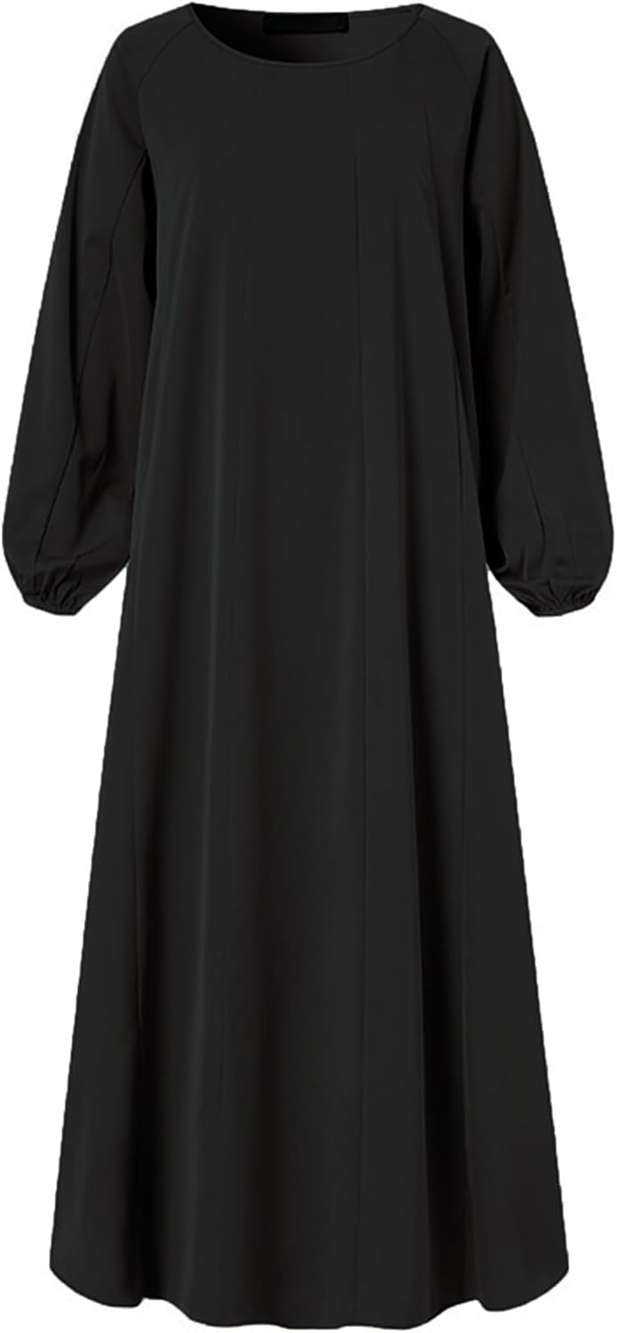 WSPLYSPJY Solid Color Muslim Dress for Women Long Lantern Sleeve Islamic Abaya Duabi Kaftans Robe Prayer Clothes - Image 2