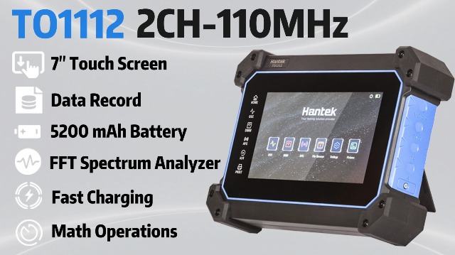 Image of Hantek Tablet Oscilloscope 110MHz Bandwidth 250MSa /S 8M Storage Depth with 7 inch Touch Screen(TO1112 /110MHz+2CH)