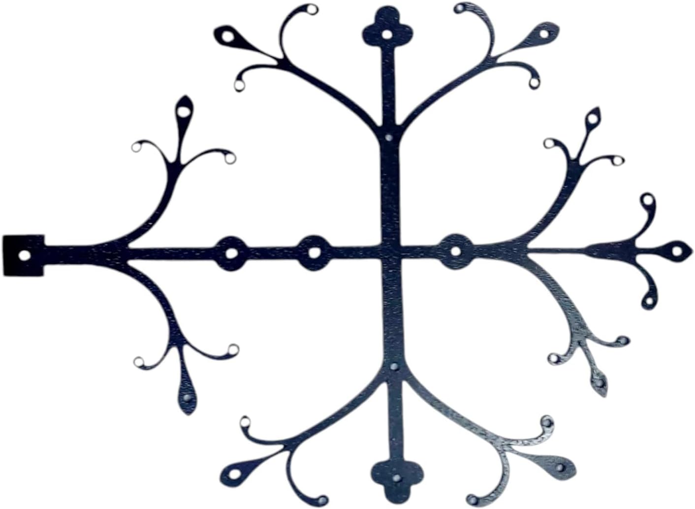 17" Ornamental Gate Decor | Door or Gate Hinge Handmade Decor in Iron with Black Finish Decorative Home Decor