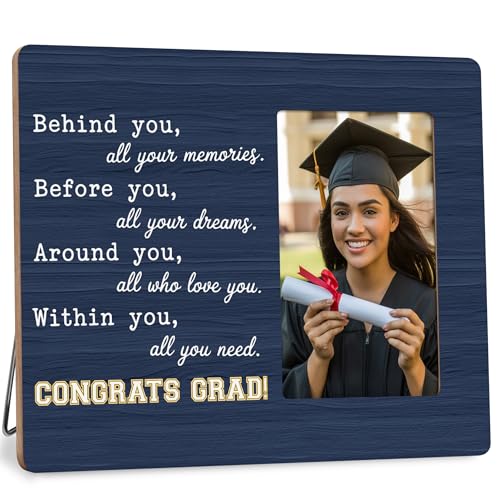 DIMSEOIUS Congrats Grad Picture Frame, Graduation Photo Frame for Him Her High School, Class of 2026 Keepsake Fits 4x6 Photo