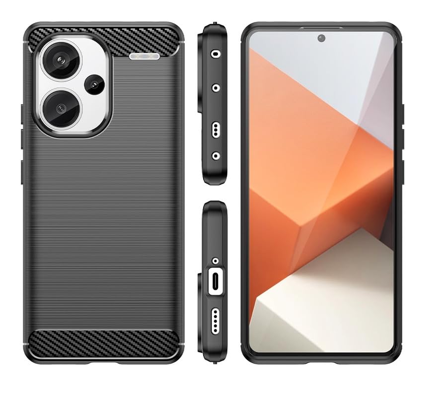 Image of NPRC Hybrid Ultra Slim Protective Case TPU Non-Slip Carbon Fiber Texture Shockproof Case Cover for Redmi Note 13 pro Plus - Black