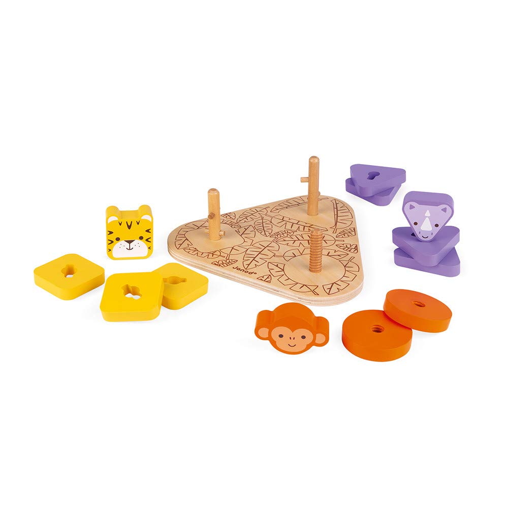 Jeu En Bois Janod "How To Use A Screw" - 3 Animaux à Visser, Formes Géométriques - Pour Enfants Dès 18 Mois - 7
