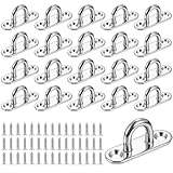 20 placas de acero inoxidable M5, placas de ojo con ojal, placa de ojo de acero inoxidable, adecuada para colgar objetos, bandas de resistencia, mochilas, cadenas, cuerdas, cuerdas para mascotas