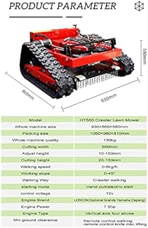 JODAIS Crawler Mower, 7.5HP Gasoline Mower,Robot Lawn Mower, four sroke gasoline Lawn mower with remote control, Climbs up to 30° incline, Lawn Care Equipment, for Farm, Home Garden, Orchard