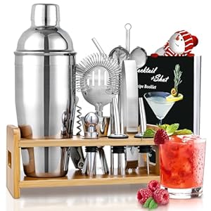 Godmorn 15-teiliges Cocktail-Set mit Bambusständer