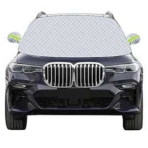 Mengine Car Windscreen Cover, Snow UV Ice Protection Car Windshield Cover with 9 Hidden Magnets and Side Wing Mirror Covers, Windshield Frost Guard Fit for Cars in All Weather (157 * 126cm)