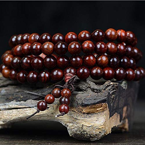 JAJAFOOK 6mm 8mm 10mm 12mm Natural Fragrant Mahogany 108 Mala Meditation Beads Tibetan Buddhism Prayer Beads Round Polished Rosary for Men Women2