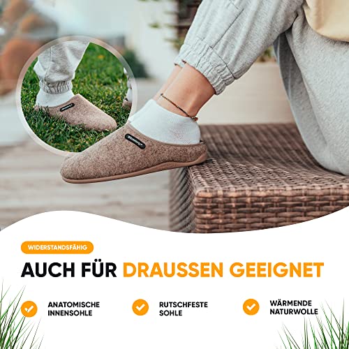 Hausschuhe Damen Herren - Rutschfeste Hausschuhe für drinnen & draußen - Unisex Warme Pantoffeln aus Wolle – Bild 5