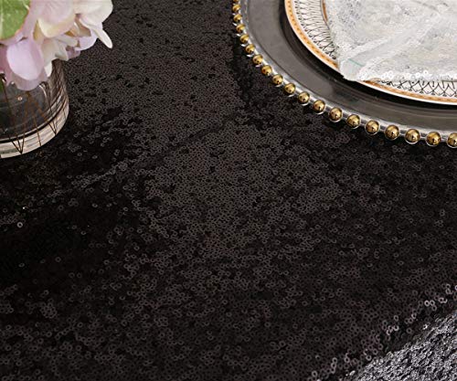 Eternal Beauty Sparkly Rectangle 127 x 203 cm Sequin Tablecloths Wedding Party Banquet (Black,50x80 inches) - Image 4