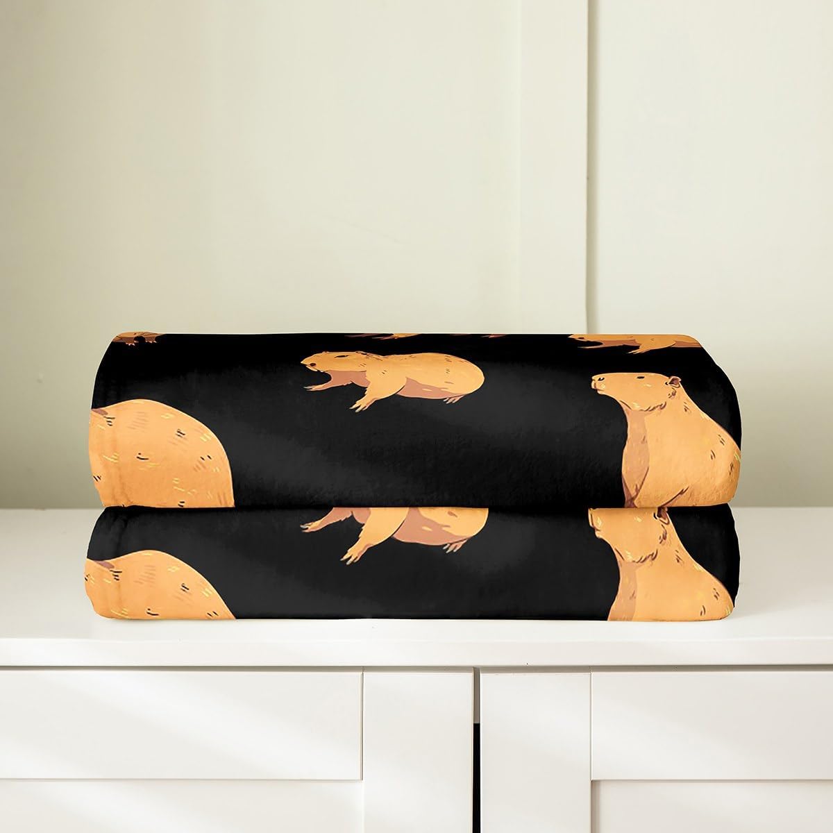Brown Capybaras Blanket, Cute Capybaras Throw Blanket for Kids Sofa Bed Couch, Funny Pet Rodent Animals Fleece Blanket, Cartoon Capybaras Flannel Blanket for Capybara Lovers Bedroom Decor, Twin Size