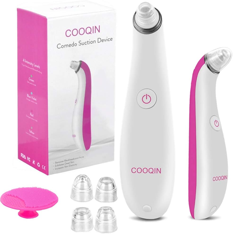 Blackhead-Remover-Vacuum-Pore-Cleaner, Electric Blackhead Suction Devices Acne Comedone Extractor Tool Kit USB Rechargeable with 4 Adjustable Suction Power and 4 Types Probes