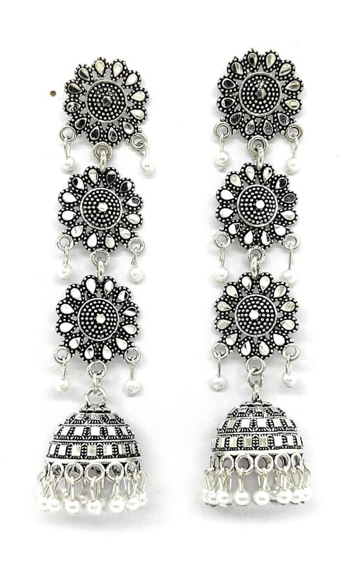 Earrings Jhumka Beautiful Heavy Jewellery For Women 2 PC (Size Meduim - Silver 8 cm) (B0BTYWKMH4) Amazon Price History, Amazon Price Tracker