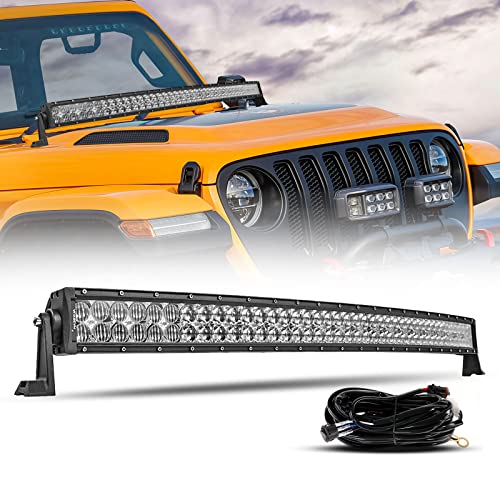 Auxbeam 42” LED Light Bar 240W LED Work Light Off Road Lights Spot Flood Combo Beam 80pcs3W Curved 5D Lens for Car SUV UTV ATV Pickup Truck with Wiring Harness 42 Inch Curved Led Bar