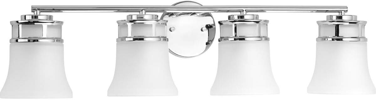 Suреr Bіg Clеаrаnсе! Cascadia Collection 4-Light Etched Glass Coastal Bath Vanity Light Polished Chrome