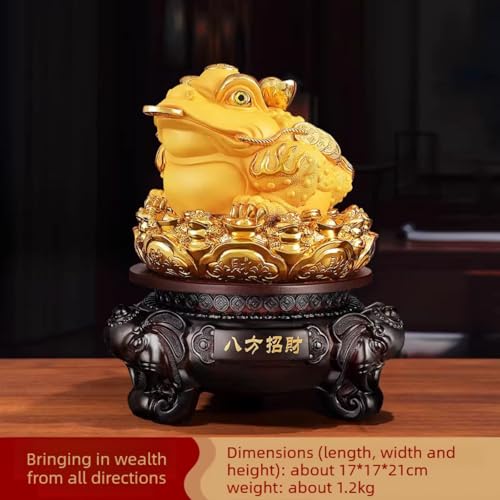 Crapaud doré en résine Feng Shui 21 cm pour décoration asiatique