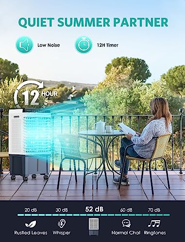 Air Choice 3-In-1 Evaporative Air Cooler, 1300Cfm Swamp Cooler With 12H Timer, Remote Control, 4 Ice Packs & 5.3 Gal Water Tank, Humidifying, 3 Wind Speeds, Evaporative Cooler For Outdoor Indoor Use #TOP2