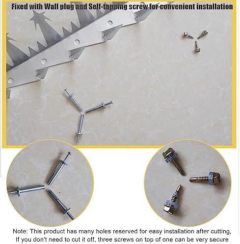HM&DX Outdoor Wall Metal Spikes with Screws,Security Fence Bird Pigeon Spikes,Hot Dip Galvanized Anti-Theft Anti Climbing Spikes for Roof Walls Railing(L, Galvanized)