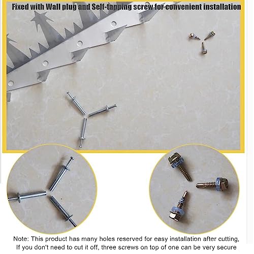 HM&DX Outdoor Wall Metal Spikes with Screws,Security Fence Bird Pigeon Spikes,Hot Dip Galvanized Anti-Theft Anti Climbing Spikes for Roof Walls Railing(M, Galvanized)
