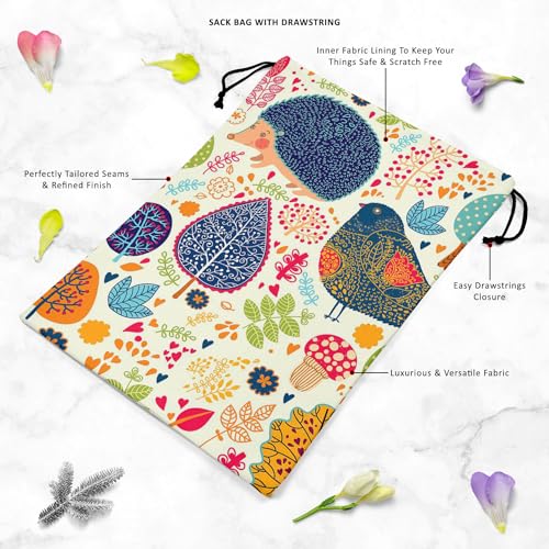 Image of ArtzFolio Crew Cut Leaves D1 | Reusable Sack Bag | Bag for Gym, Storage, Vegetable & Travel