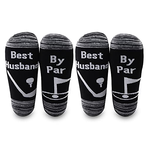 LEVLO Husband Gift Golfer Socks Best Husband By Par Men Cotton Socks Golf Pun Gift