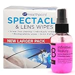Healthpoint Glasses Wipes & Disinfectant Spray - 520 Individually Wrapped Lens Wipes - Also Suitable for Cameras, Binoculars & Smartphone Screens (10 Extra Value Packs of 52 = 520 Wipes)