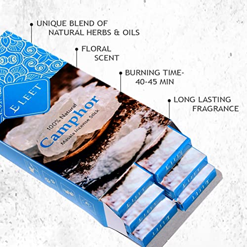 Eleet Premium 125Gm Masala Incense Sticks - 6X20Pack, Total 120 Camphor Incense Stick With Free Wood Holder For Long Lasting Aroma, Sensual Therapy & Meditation, Home Cleansing #TOP2