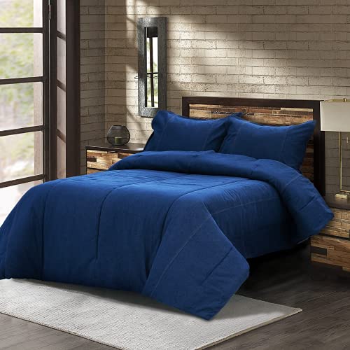 Karin Maki 100% Washed Cotton Denim Comforter, Denim Blue Soft And Fade-Resistant Comforter- Only (Blue -Full) #TOP1